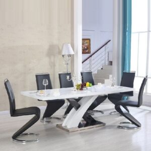 Axara Large Extending Black Dining Table 6 Summer Black Chairs