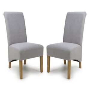 Kyoto Light Grey Weave Fabric Dining Chairs In Pair