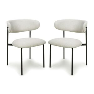 Mestre Natural Linen Effect Fabric Dining Chairs In Pair