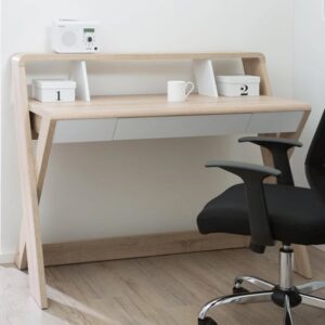 Aspin Wooden Computer Desk In Light Oak And White
