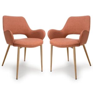 Sanremo Brick Fabric Dining Chairs In Pair