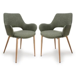 Sanremo Sage Fabric Dining Chairs In Pair