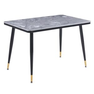 Sion Sintered Ceramic Stone Dining Table In Grey