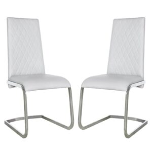 Lahania Light Grey Faux Leather Dining Chairs In Pair