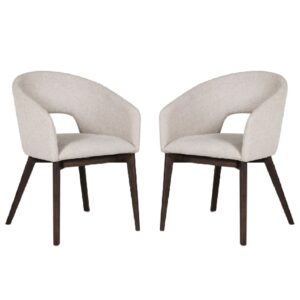 Adria Natural Fabric Dining Chair With Oak Legs In Pair