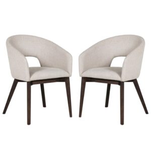 Adria Natural Woven Fabric Dining Chairs In Pair