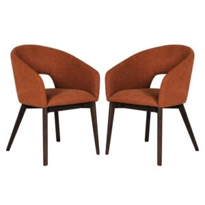 Adria Rust Woven Fabric Dining Chairs In Pair