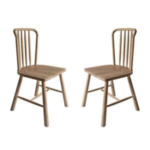 Burbank Oak Wood Dining Chairs In Pair