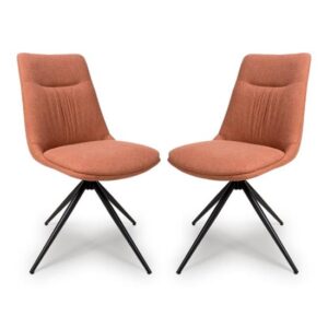 Buxton Swivel Brick Fabric Dining Chairs In Pair