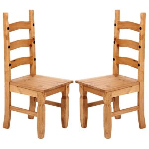 Carlen Light Pine Wooden Dining Chairs In Pair