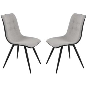 Chieti Grey Fabric Dining Chairs With Grey Legs In Pair