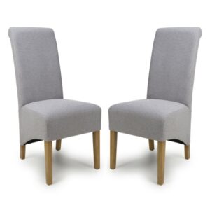 Kyoto Green Fabric Dining Chairs With Oak Legs In Pair