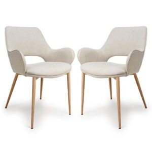 Sanremo Natural Fabric Dining Chairs In Pair