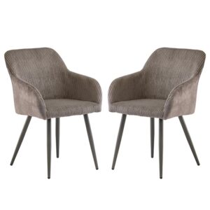 Glen Grey Corduroy Velvet Dining Chairs In Pair
