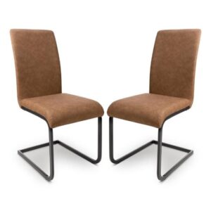 Lansing Tan Faux Leather Dining Chairs In Pair