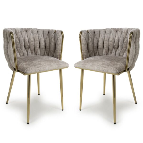 Oaklyn Mink Velvet Dining Chairs With Gold Legs In Pair