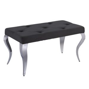 Lloyd Velvet Dining Bench With Steel Legs In Black