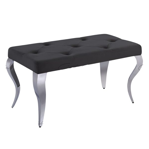 Lloyd Velvet Dining Bench With Steel Legs In Black