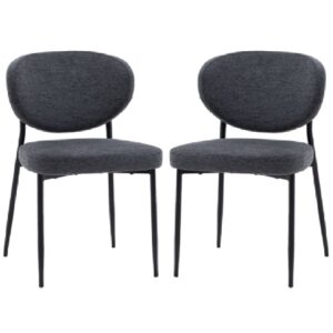 Olney Charcoal Fabric Dining Chairs With Metal Frame In Pair