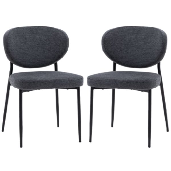 Olney Charcoal Fabric Dining Chairs With Metal Frame In Pair