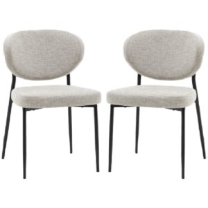 Olney Natural Fabric Dining Chairs With Metal Frame In Pair