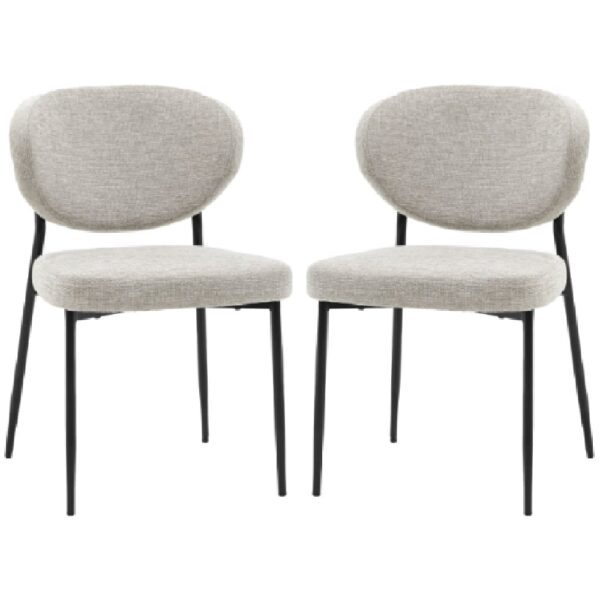 Olney Natural Fabric Dining Chairs With Metal Frame In Pair