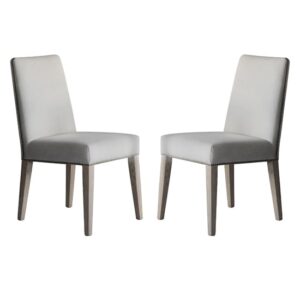 Roselle Cement Linen Fabric Dining Chairs In Pair
