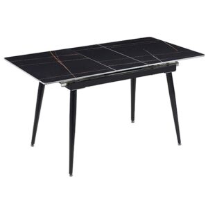 Sion Sintered Ceramic Stone Extending Dining Table In Black Effect