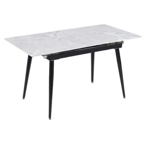 Sion Sintered Ceramic Stone Extending Dining Table In White Effect