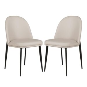 Vacaville Taupe Cream Faux Leather Dining Chairs In Pair