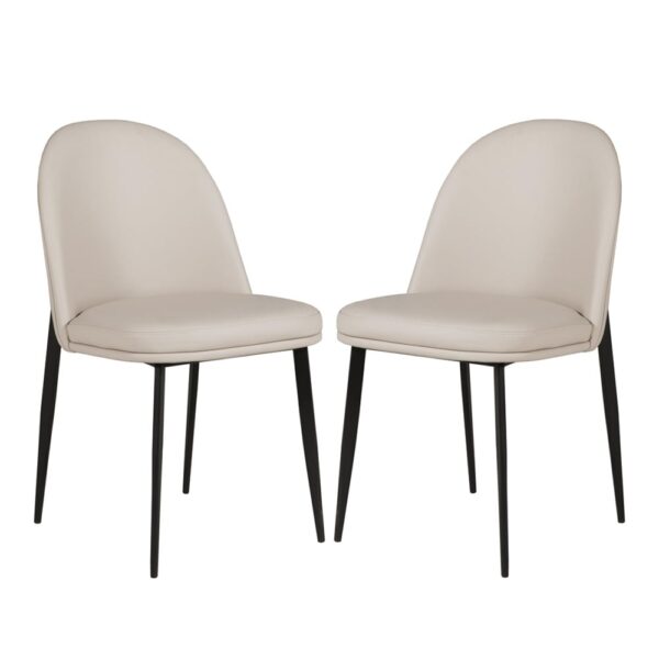Vacaville Taupe Cream Faux Leather Dining Chairs In Pair