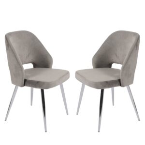 Amarillo Grey Velvet Dining Chairs In Pair