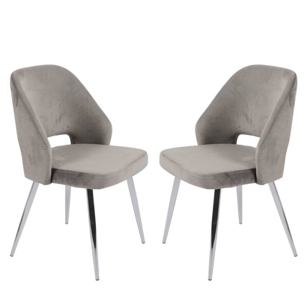 Amarillo Grey Velvet Dining Chairs In Pair