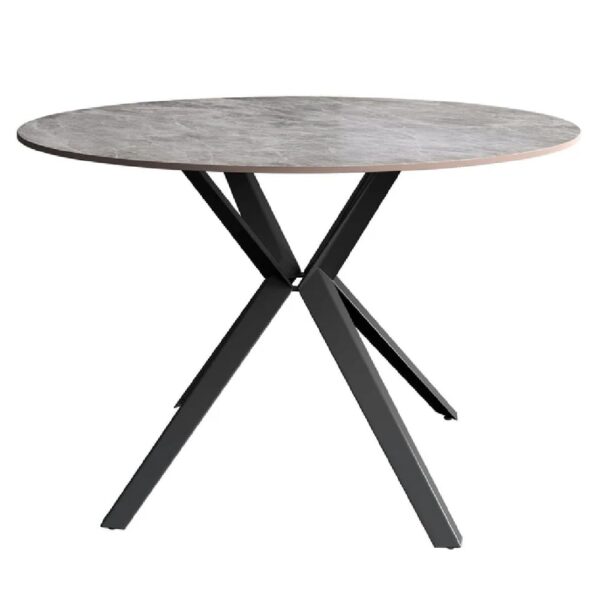 Vashon Ceramic Round Dining Table With Black Legs In Grey