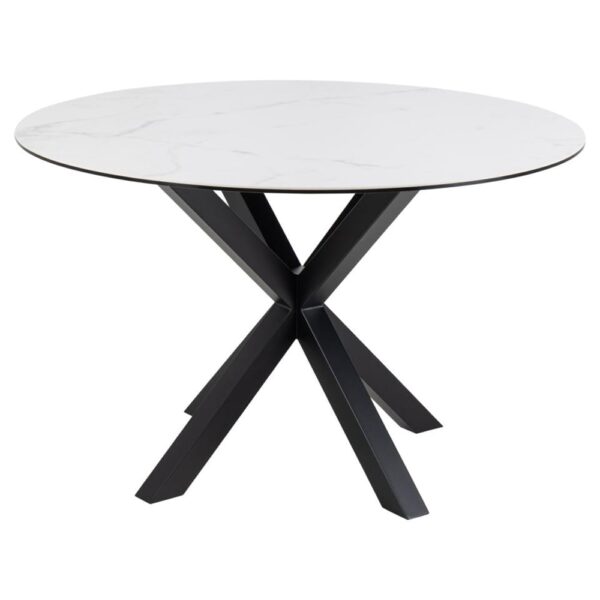 Hyeres Ceramic Round Dining Table In White Akranes