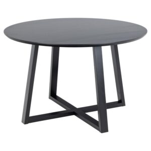 Malang Wooden Round Dining Table In Black
