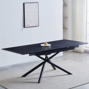 Vernon Sintered Stone Extending Dining Table In Dark Grey