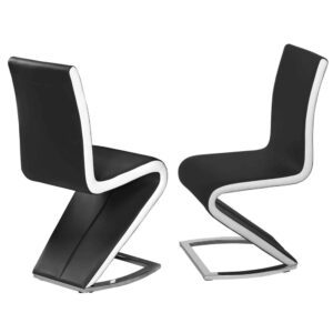 Aelia Black White PU Leather Dining Chairs In Pair