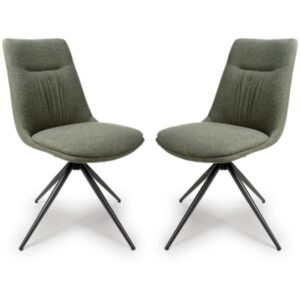 Buxton Sage Swivel Fabric Dining Chairs In Pair