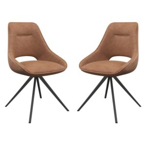 Cerritos Tan Faux Leather Dining Chairs In Pair