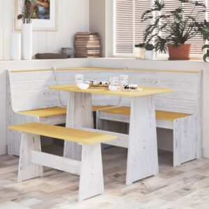 Conroe Wooden Corner Dining Set In Honey Brown And White