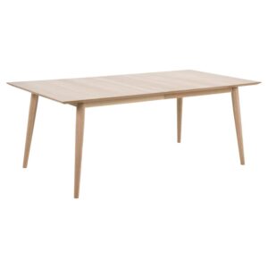 Canton Wooden Rectangular Dining Table In White Oak