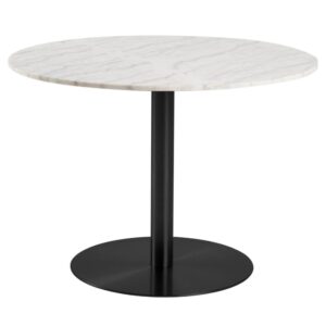 Clarkston Marble Dining Table With Black Base In White Guangxi