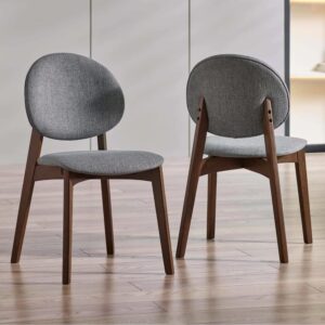 Argyle Grey Fabric Dining Chairs With Walnut Legs - Pair