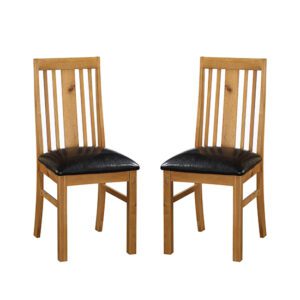 Adriel Light Oak Wooden Dining Chairs In Pair