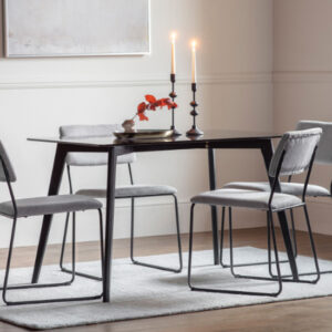 Brix Smoked Glass Rectangular Dining Table In Black Oak Base