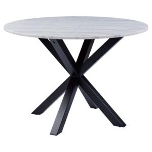 Hyeres Ceramic Round Dining Table In White Guangxi