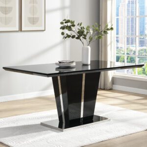 Memphis Small High Gloss Dining Table In Black With Glass Top