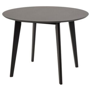 Reims Small Wooden Round Dining Table In Matt Black