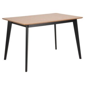 Reims Wooden Rectangular Dining Table In Oak And Matt Black
